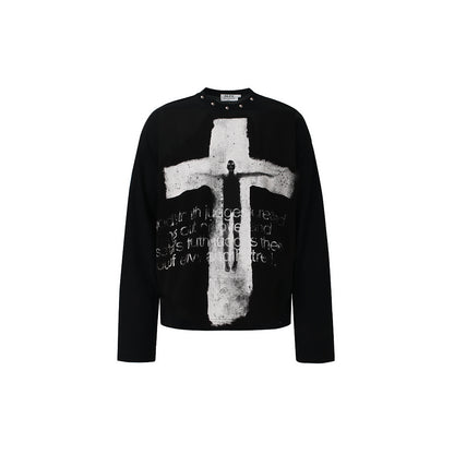 Brush Cross Graphic Long Sleeve Sweatshirt Black product image