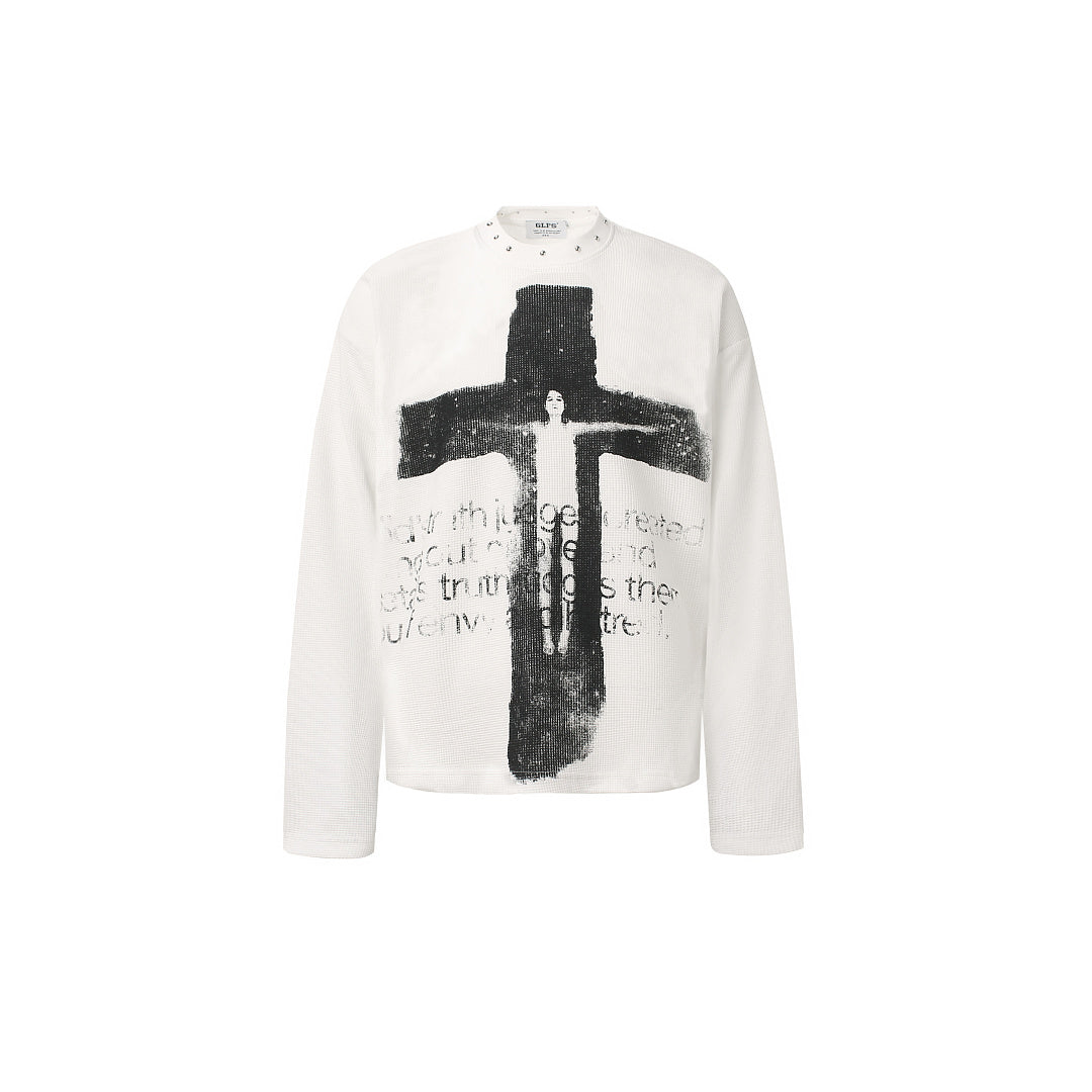 Brush Cross Graphic Long Sleeve Sweatshirt White product image