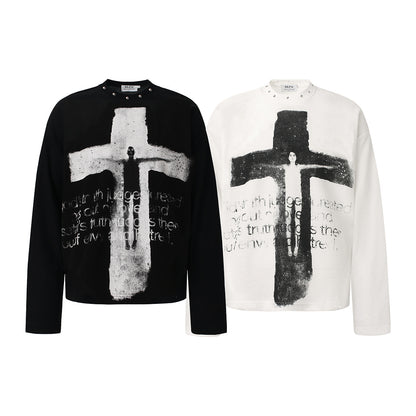Brush Cross Graphic Long Sleeve Sweatshirt detail image 5