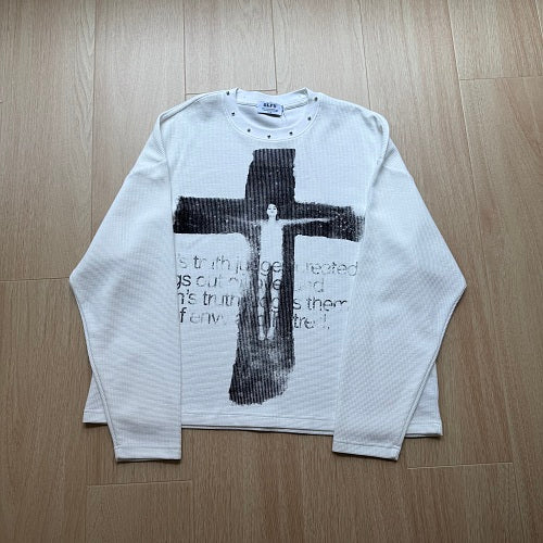 Brush Cross Graphic Long Sleeve Sweatshirt detail image 8