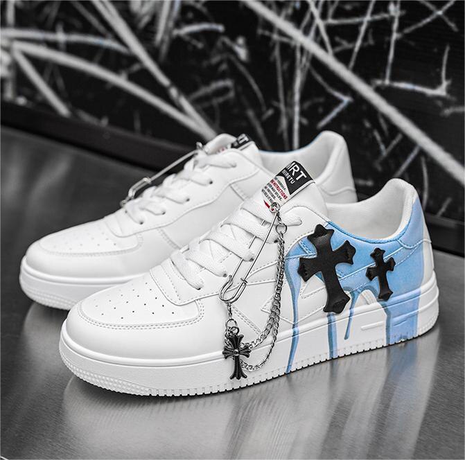 Hip Hop Anti-Odor Cross Pattern Breathable Height Increasing Hard-Wearing Lace-up Casual Versatile Sports Shoes Trendy Shoes - Santo 