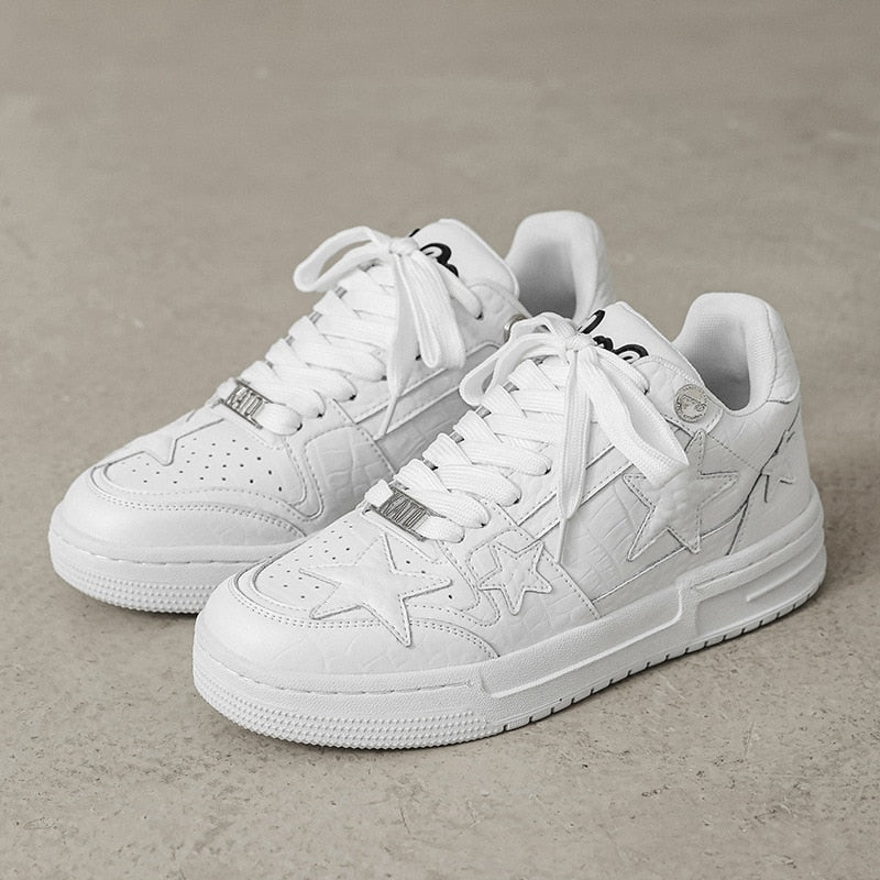 Hip Hop Lace-up Anti-Odor Breathable Shoes Tiny Spot Adult Unisex Artificial Leather Casual Shoes Hard-Wearing Height Increasing - Santo 