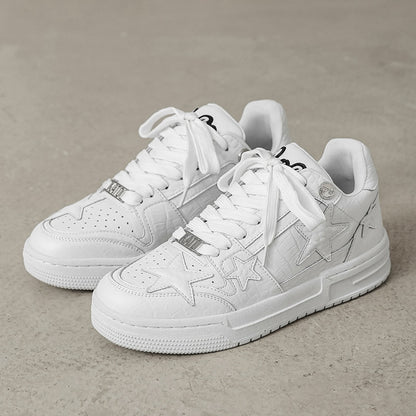 Hip Hop Lace-up Anti-Odor Breathable Shoes Tiny Spot Adult Unisex Artificial Leather Casual Shoes Hard-Wearing Height Increasing - Santo 