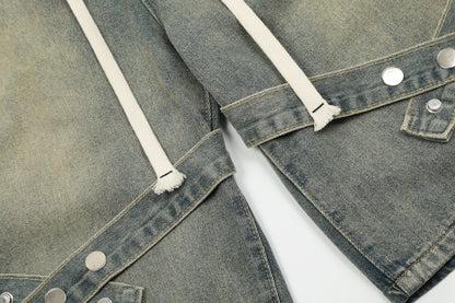 Drawstring Jeans Shorts Men Women Hip Hop Side Stripe Oversized Wide Leg Harajuku Punk Denim Baggy Streetwear Shorts Women - Santo 