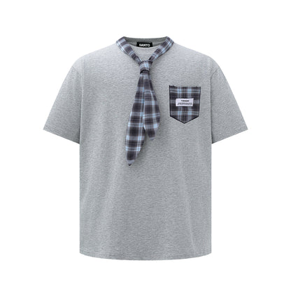 Street Plaid Tie Short Sleeve T-Shirt