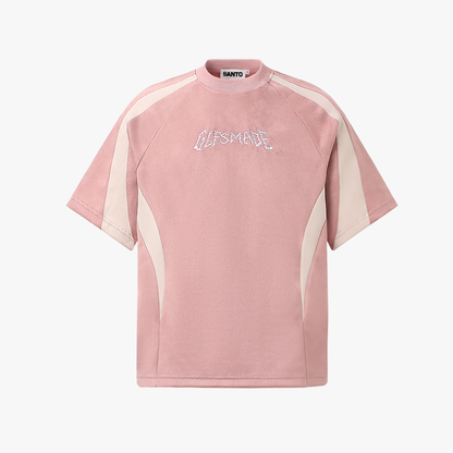 Suede Panel Embroidered Logo Short Sleeve T-Shirt