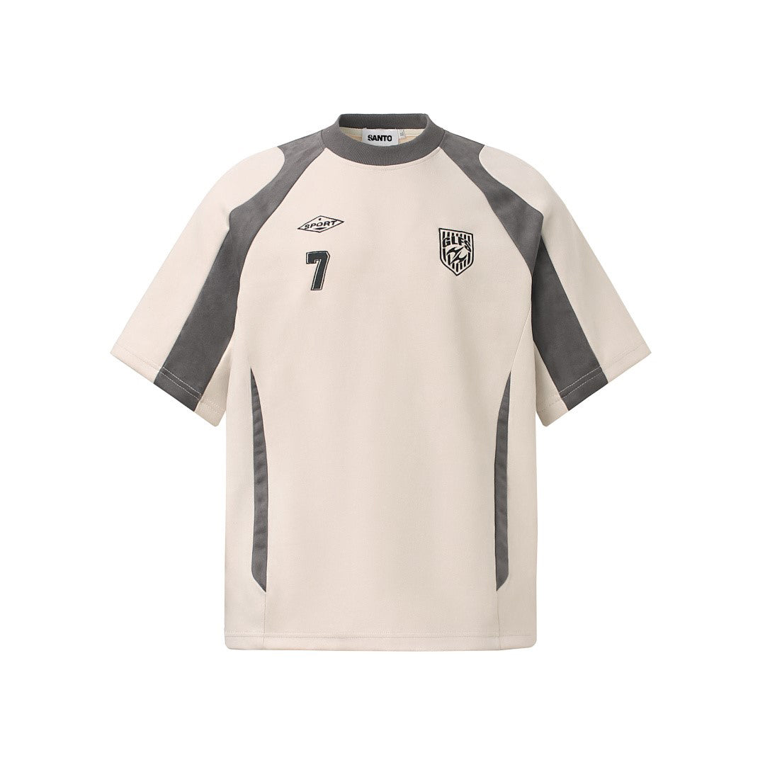 Suede-Touch Embroidered Sport Color-Block T-Shirt - Santo 