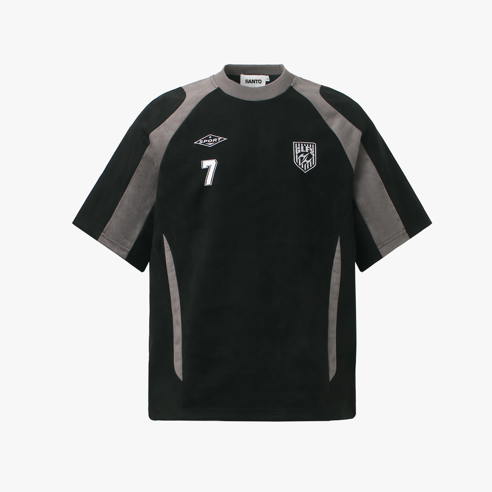 Suede-Touch Embroidered Sport Color-Block T-Shirt - Santo 
