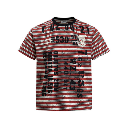 Grunge Striped Distressed Graphic T-Shirt