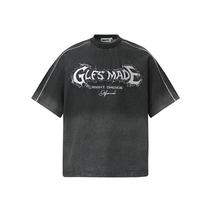 Raw-Edge Appliqué Acid-Wash T-Shirt - Santo 