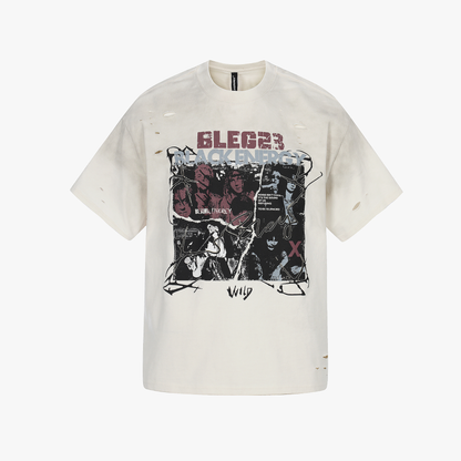 Oversized Distressed Rock Graphic T-Shirt