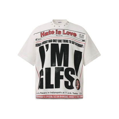 Oversized Newspaper Headline Waffle T-Shirt