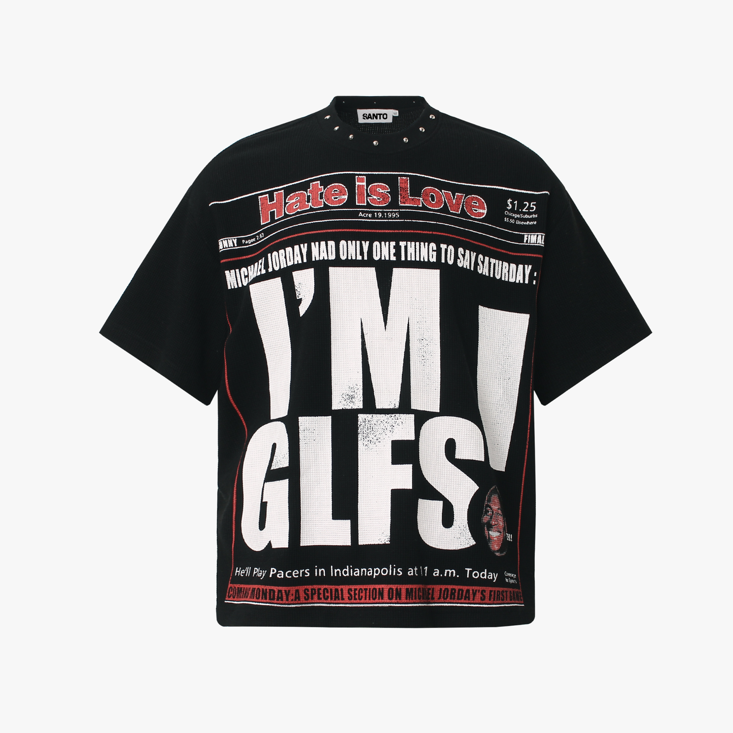 Oversized Newspaper Headline Waffle T-Shirt