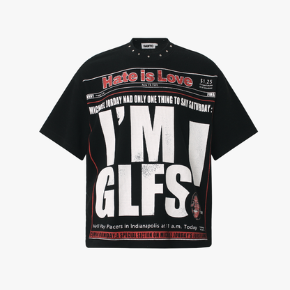 Oversized Newspaper Headline Waffle T-Shirt