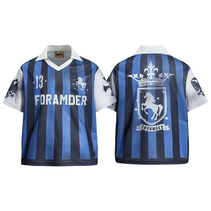 Oversized Retro Striped Football Jersey T-Shirt