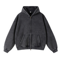 Retro Essence | Washed Oversized Zip-Up Hoodie - Santo 