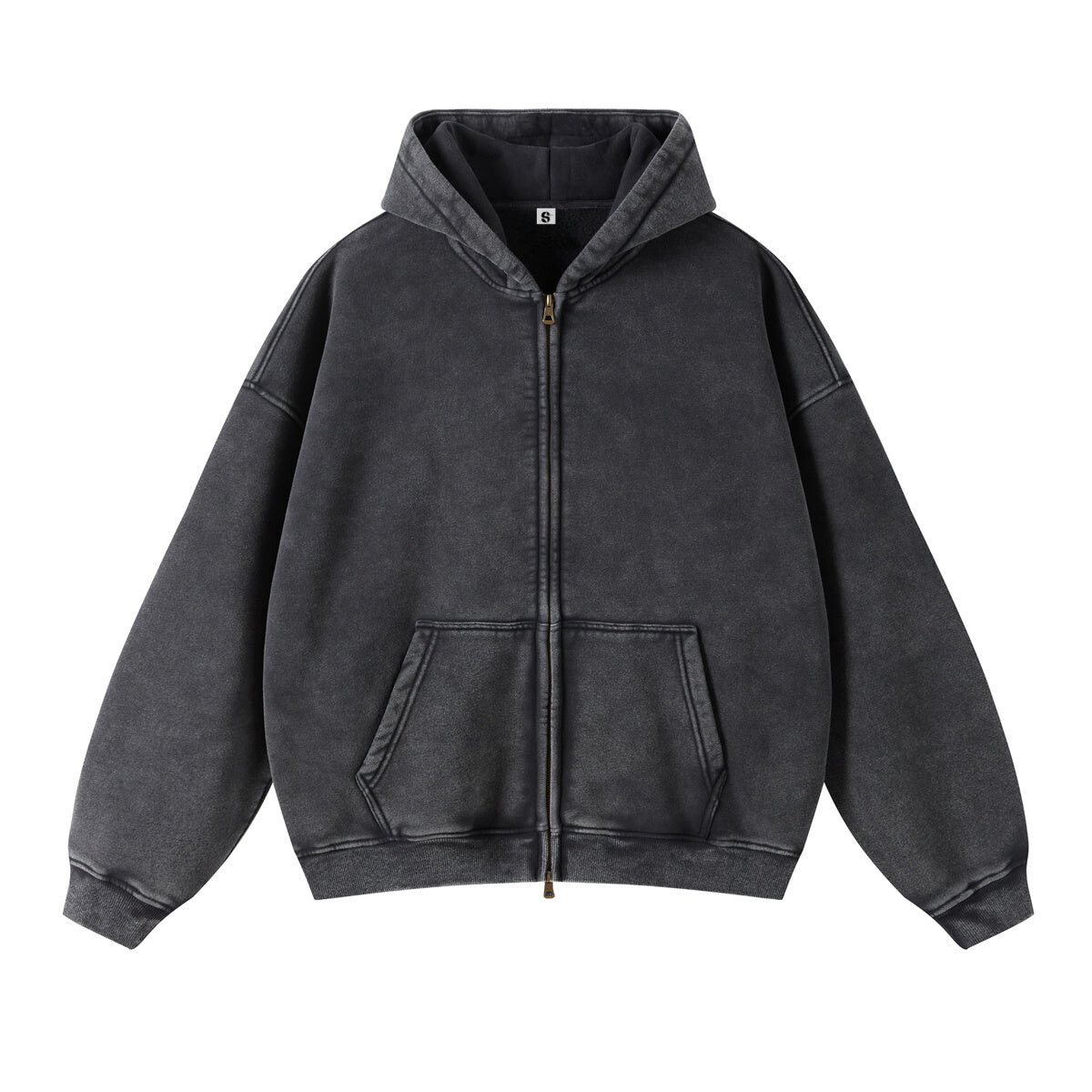 Retro Essence | Washed Oversized Zip-Up Hoodie