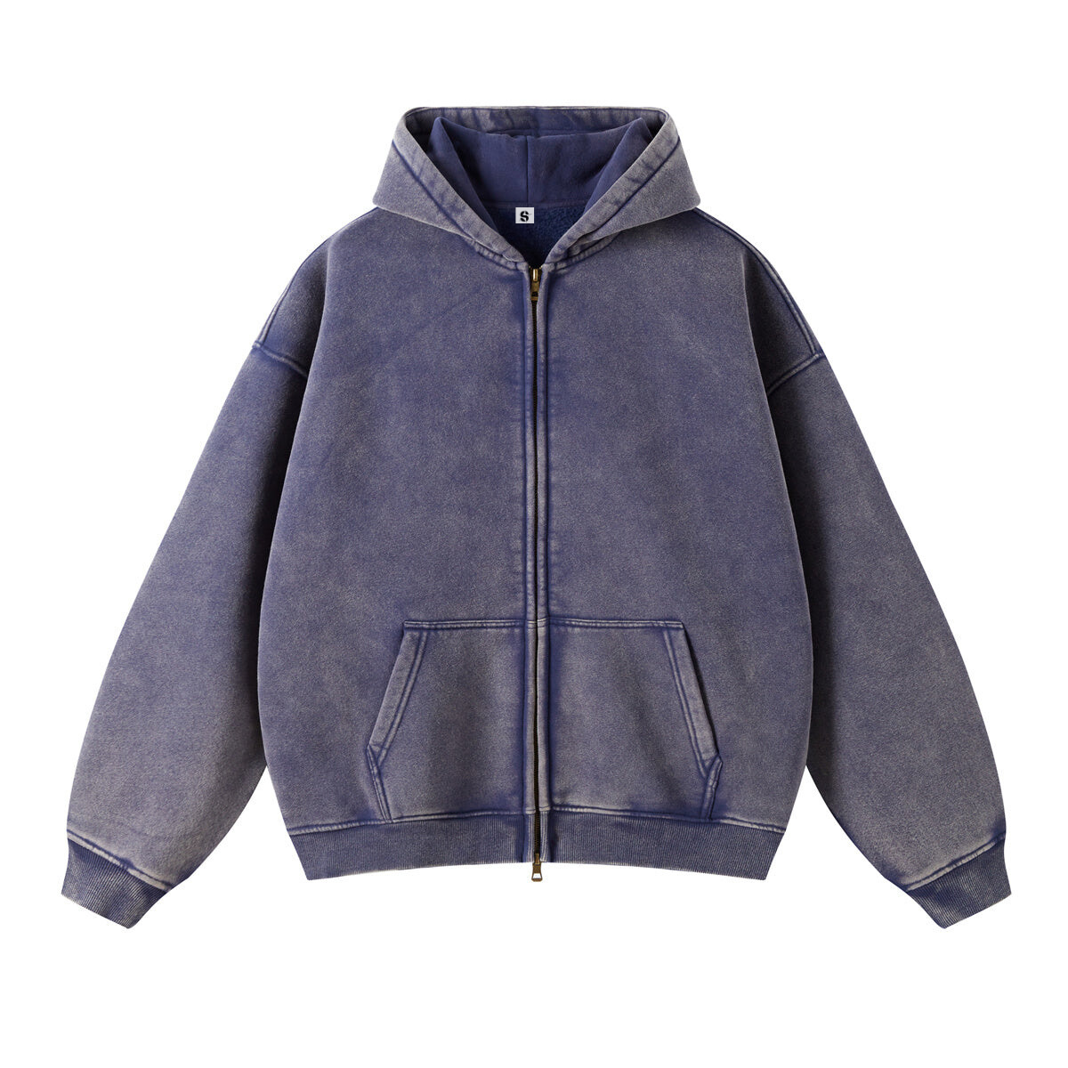 Retro Essence | Washed Oversized Zip-Up Hoodie