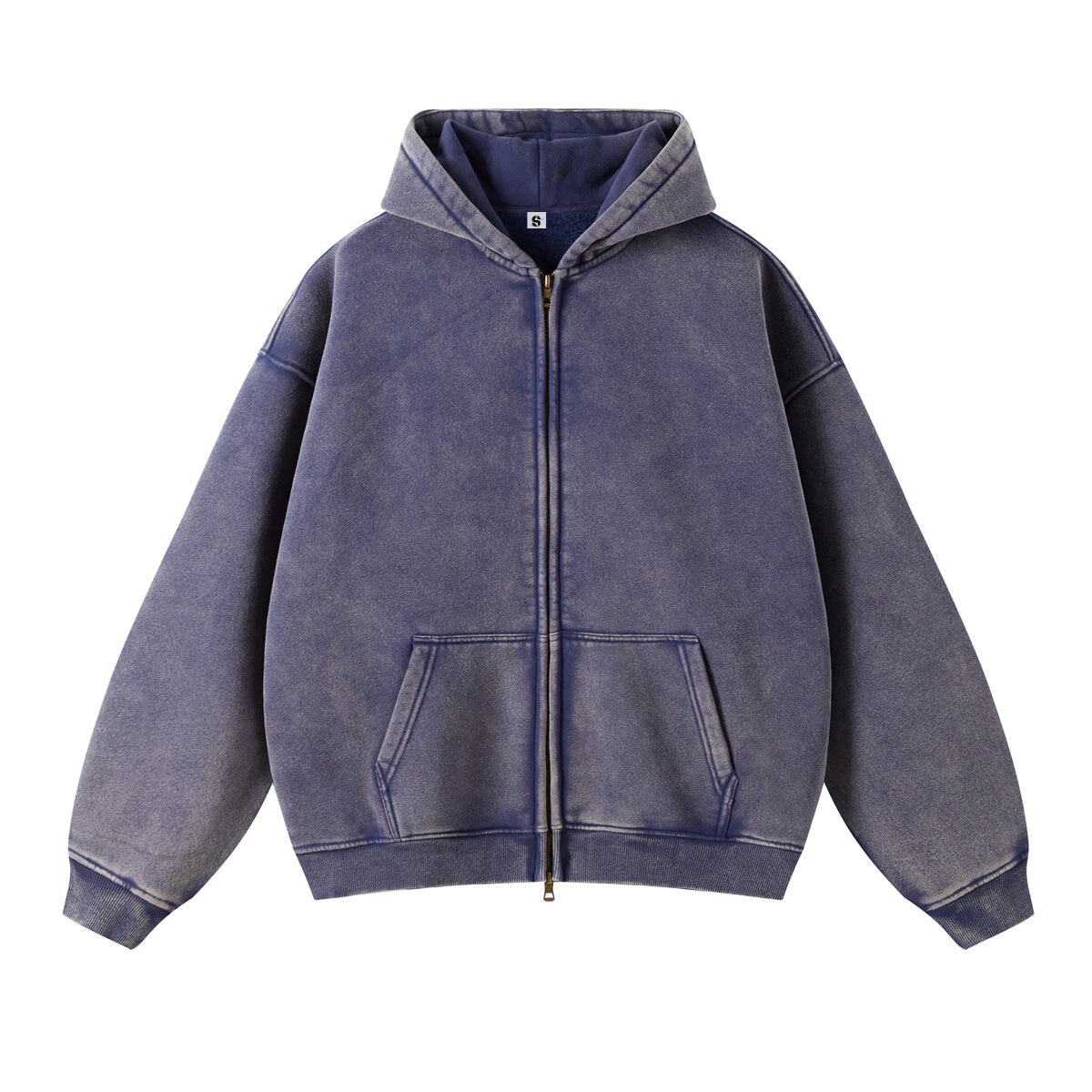 Retro Essence | Washed Oversized Zip-Up Hoodie - Santo 