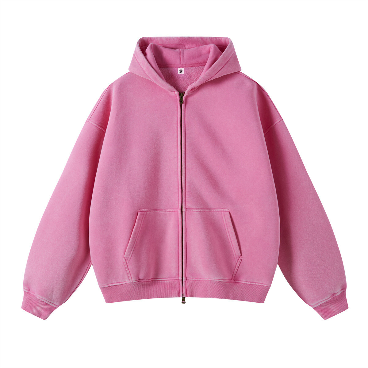 Retro Essence | Washed Oversized Zip-Up Hoodie