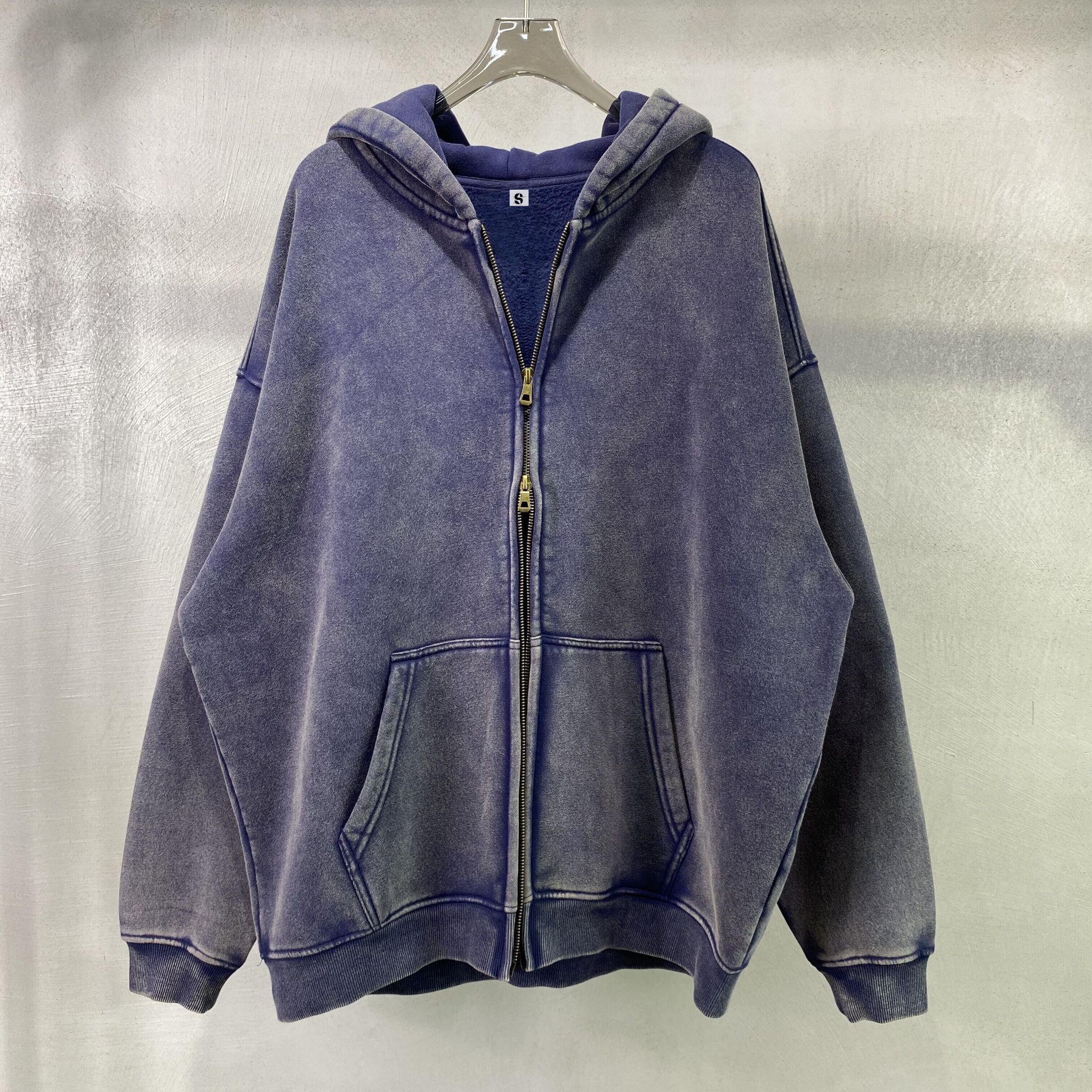 Retro Essence | Washed Oversized Zip-Up Hoodie