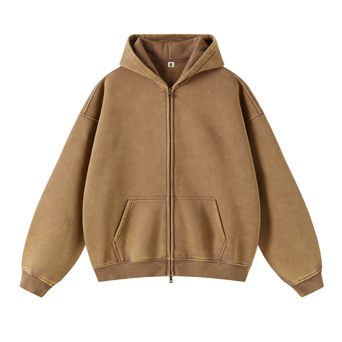Retro Essence Washed Oversized Zip Up Hoodie Santo