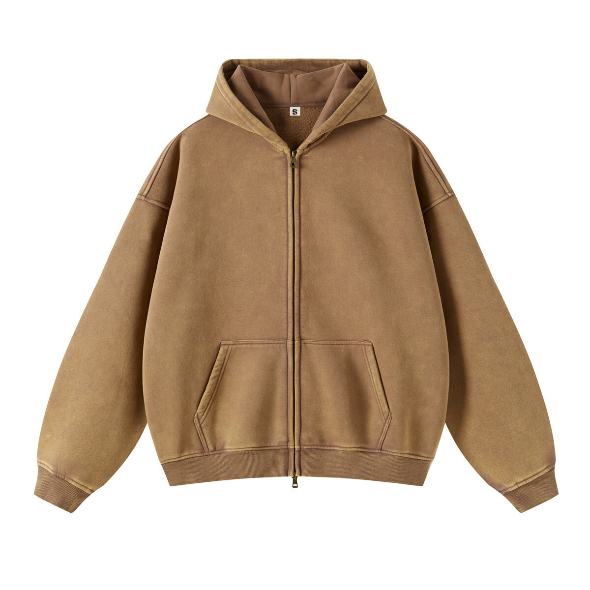 Retro Essence | Washed Oversized Zip-Up Hoodie