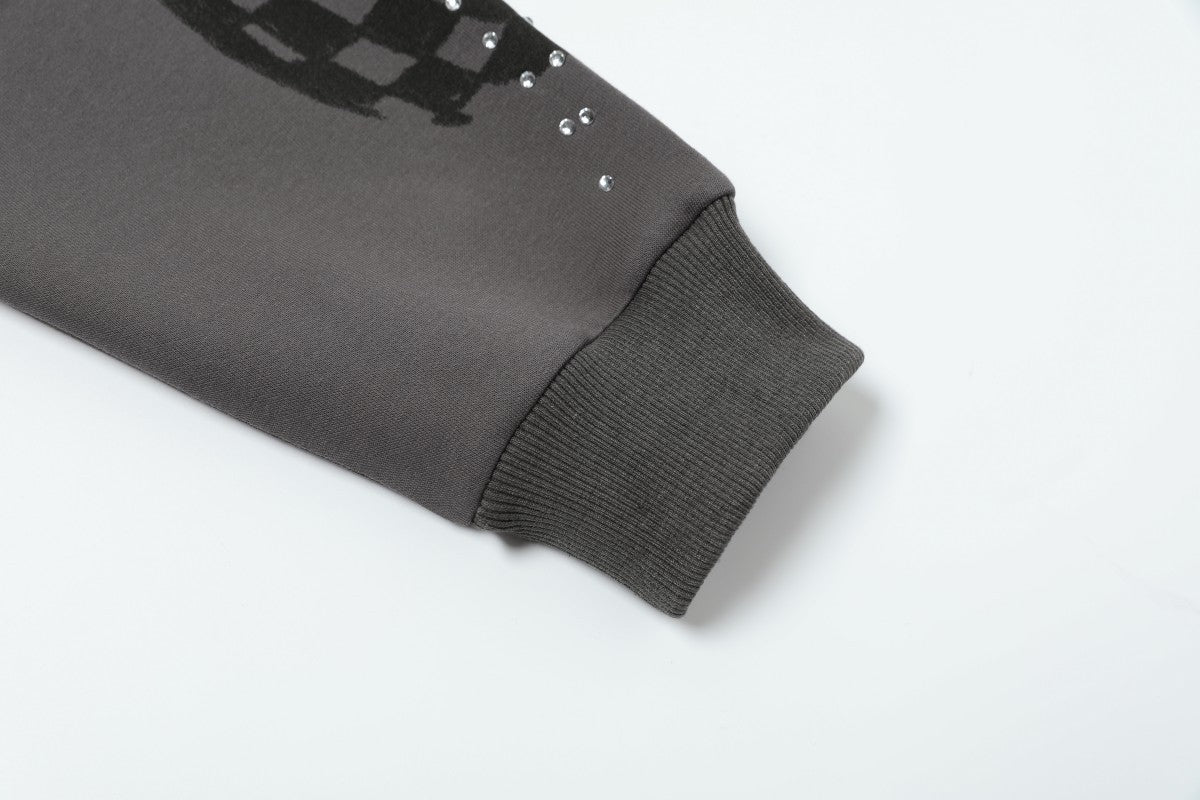 Flame Rhinestone | Y2K Zip-Up Hoodie - Santo 