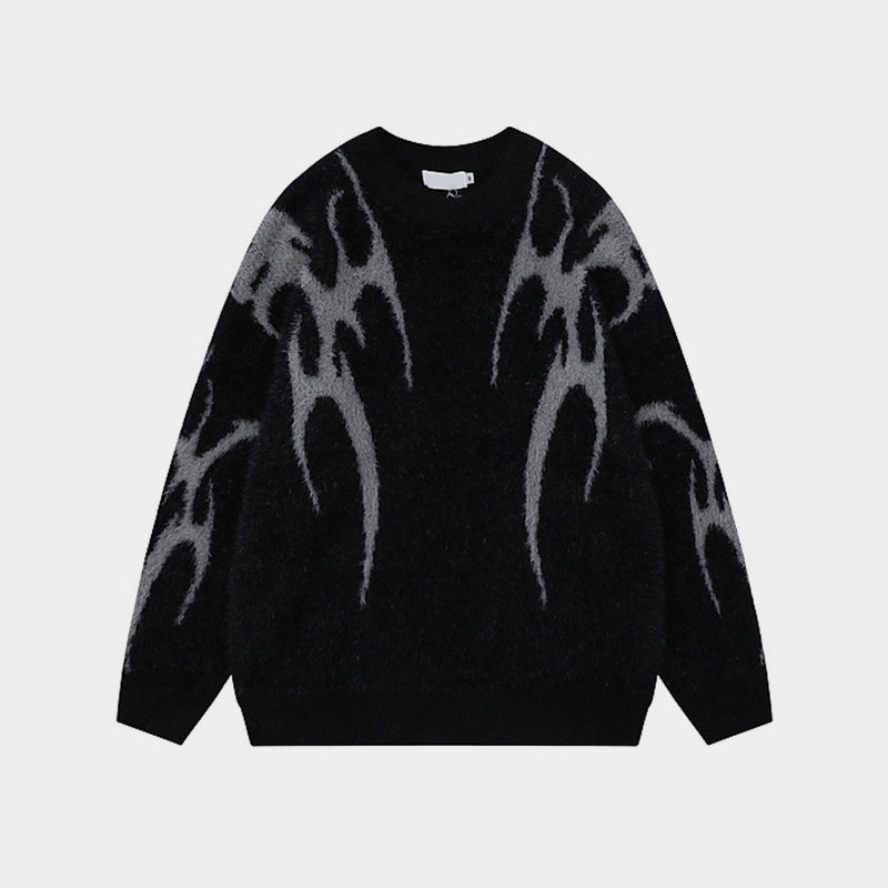Gothic Inferno | Y2K Inspired Fire Pattern Jumper - Santo 
