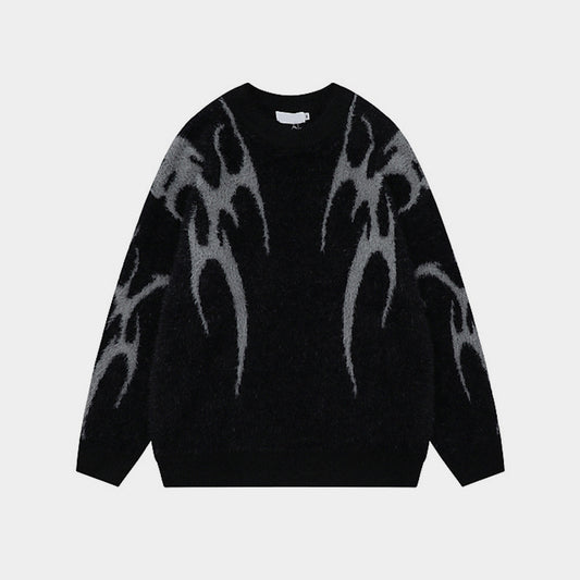 Gothic Inferno | Y2K Inspired Fire Pattern Jumper - Santo 