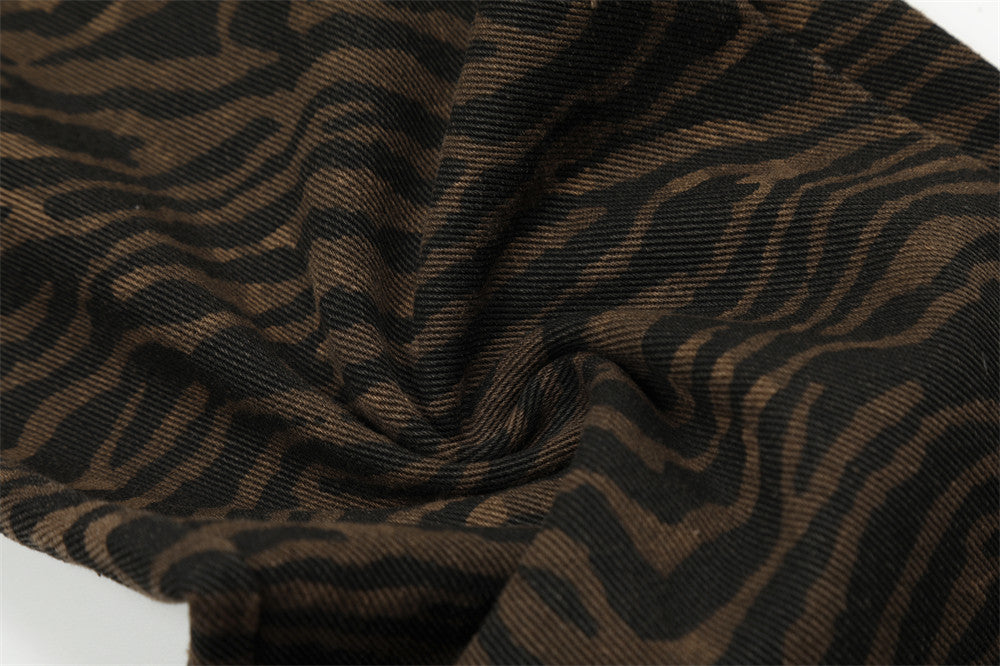 "Brown Zebra Print Pockets" Jeans - Santo 