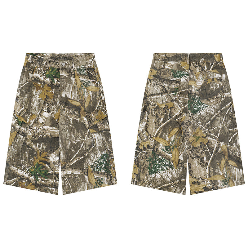 Blattdruck | Große Tasche Camouflage Shorts