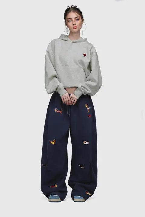 Doggy Embroidery | Dachshund Jogger Sweatpants - Santo 
