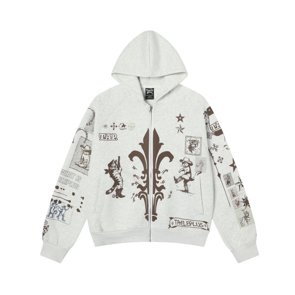 Hand-drawn | Graffiti Zip-Up Hoodie - Santo 