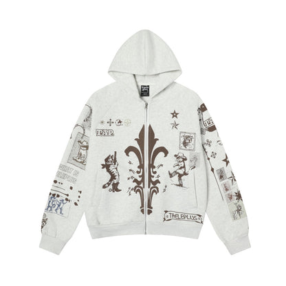 Hand-drawn | Graffiti Zip-Up Hoodie - Santo 