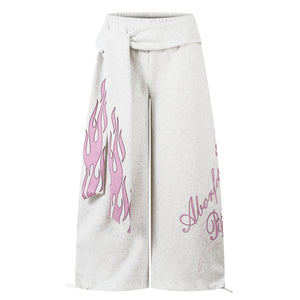 Flame Print Sweatpants | Baggy Streetwear Trousers - Santo 