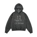 Distressed Retro Pullover | Hollow Embroidered Christmas Hoodie - Santo 