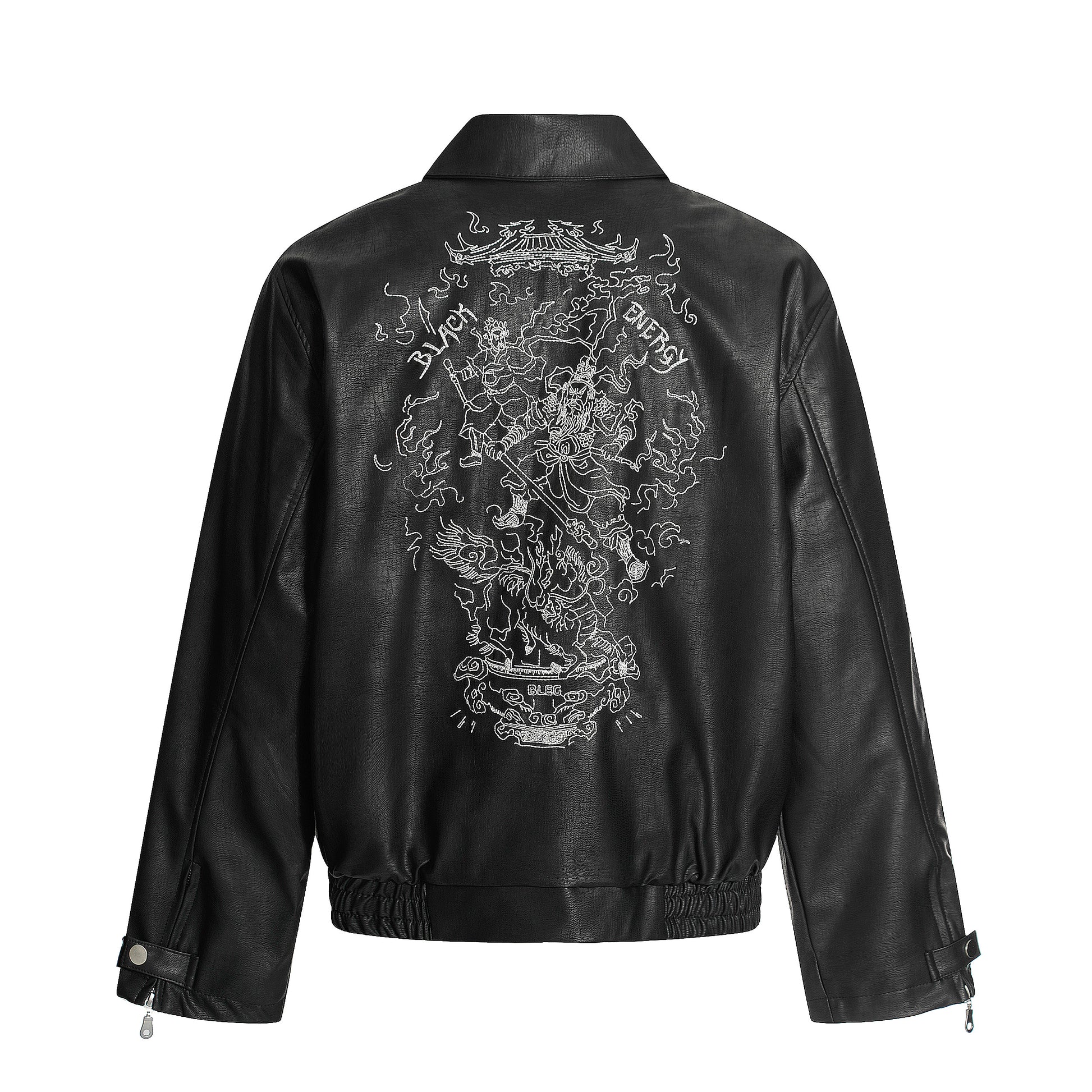 Retro Motorcycle Streetwear Coat | Embroidered Leather Jacket - Santo 
