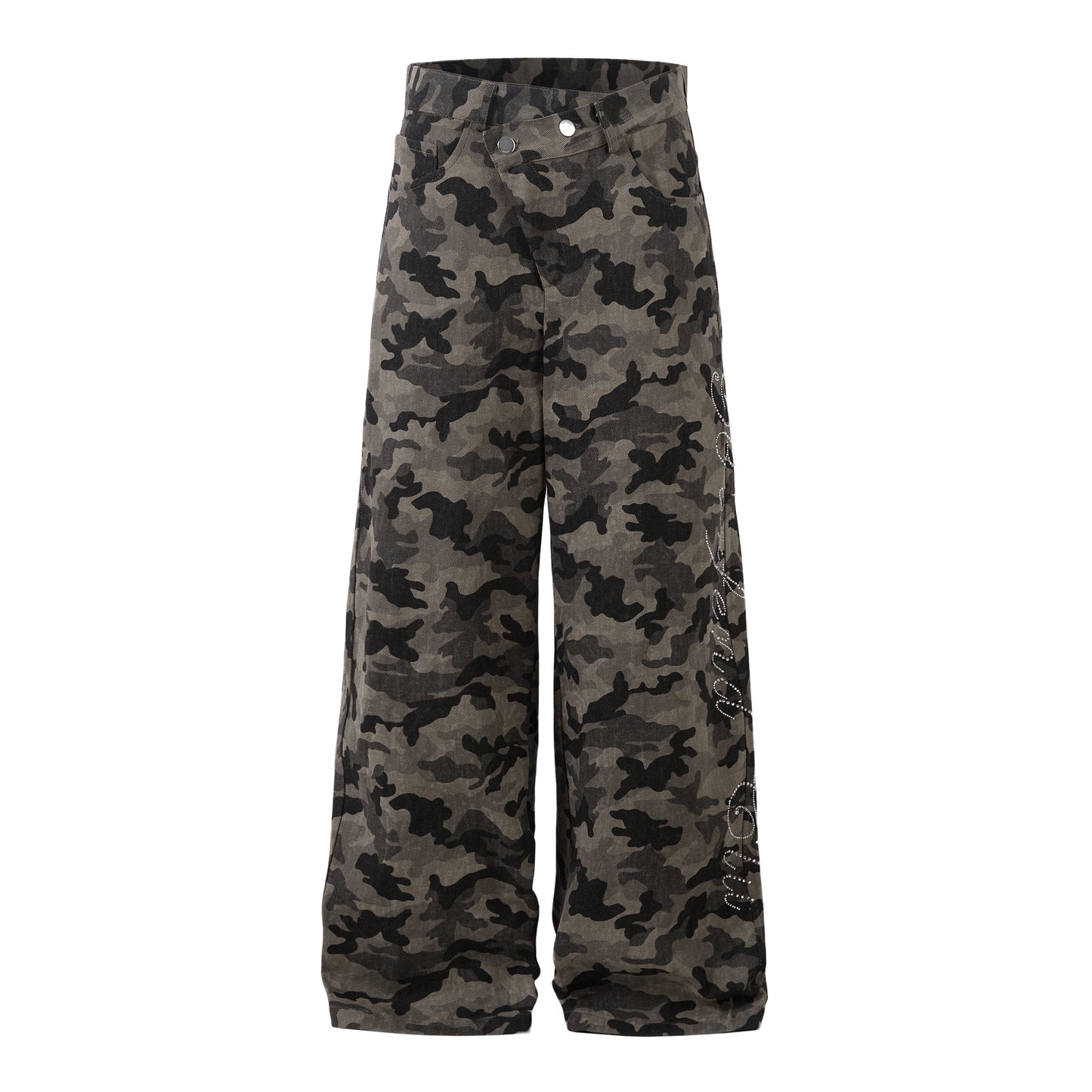 Y2K Vintage Wide Leg Pants | Camouflage Straight Denim Jeans - Santo 