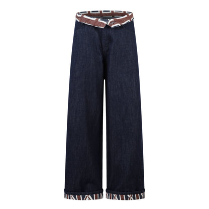 Retro Spliced Streetwear Denim | Y2K Wide Leg Baggy Jeans - Santo 
