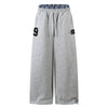 Patchwork Wide Leg Sweatpants | Grey Black Streetwear Trousers - Santo 