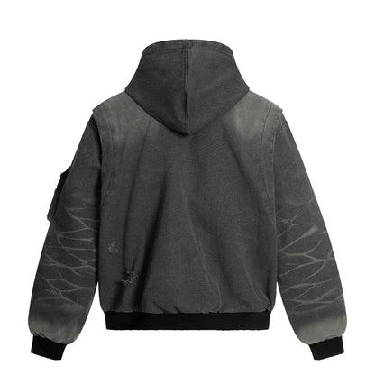 Distressed Washed Streetwear | Retro Patchwork Hoodie - Santo 
