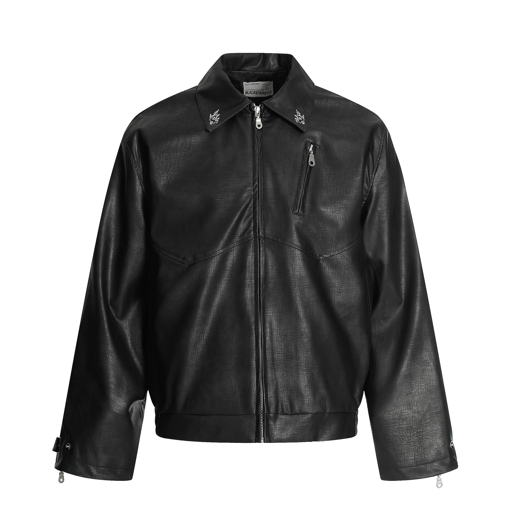 Retro Motorcycle Streetwear Coat | Embroidered Leather Jacket - Santo 