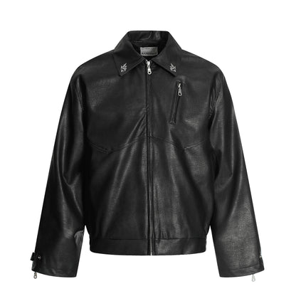 Retro Motorcycle Streetwear Coat | Embroidered Leather Jacket - Santo 