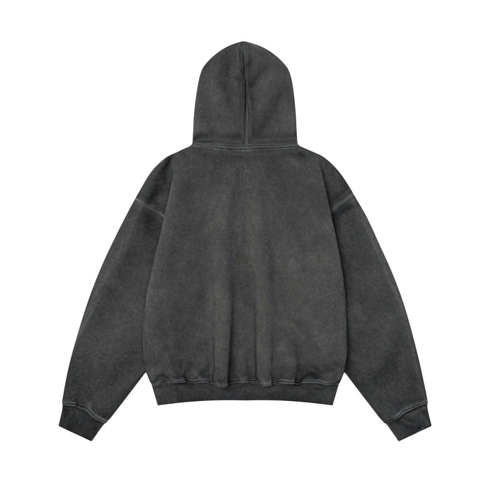 Distressed Retro Pullover | Hollow Embroidered Christmas Hoodie