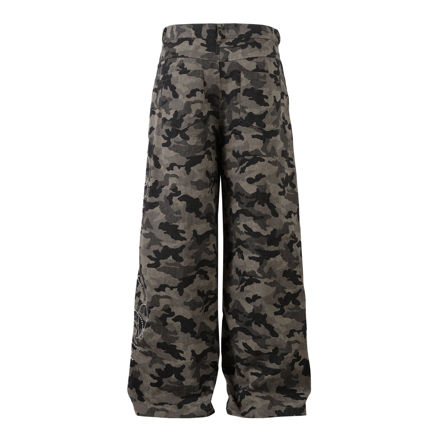Y2K Vintage Wide Leg Pants | Camouflage Straight Denim Jeans - Santo 
