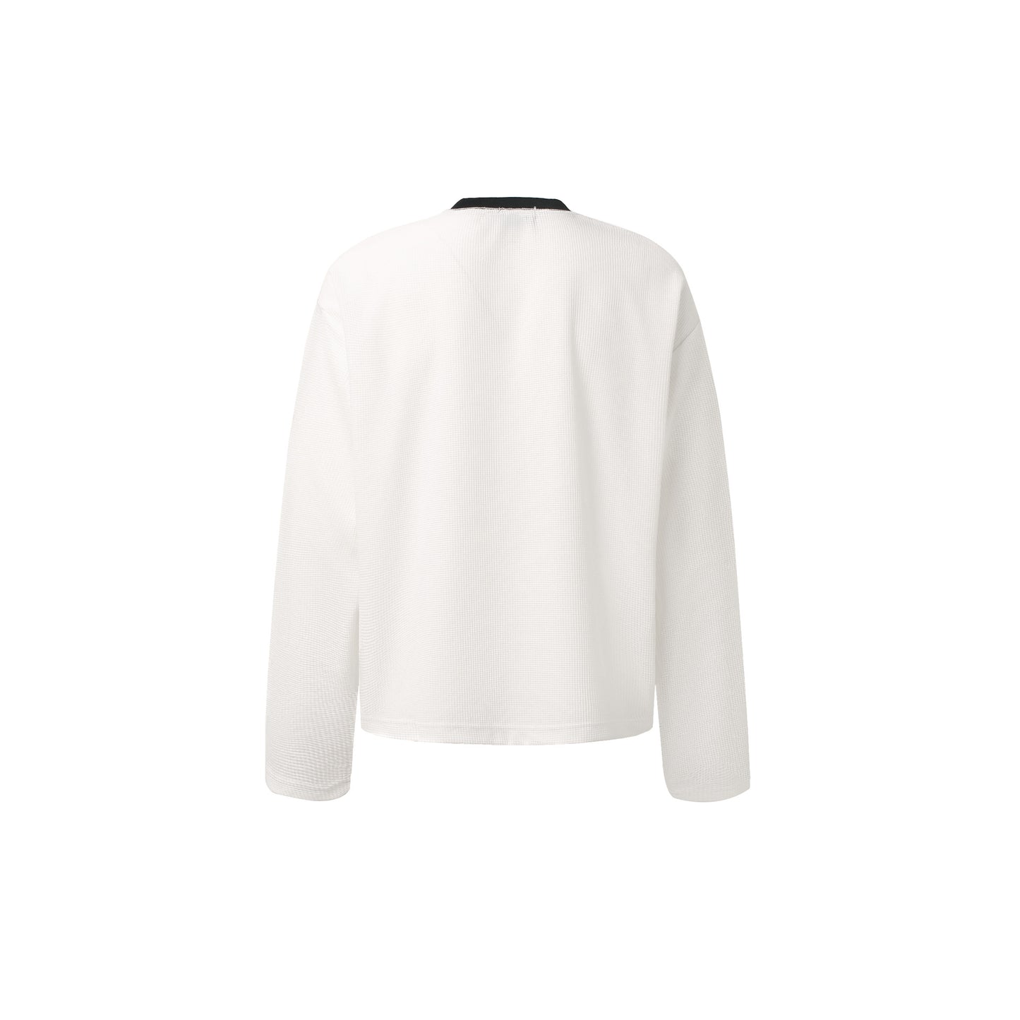 Letter Print Sweatshirt | Waffle Knit Long Sleeve Top - Santo 