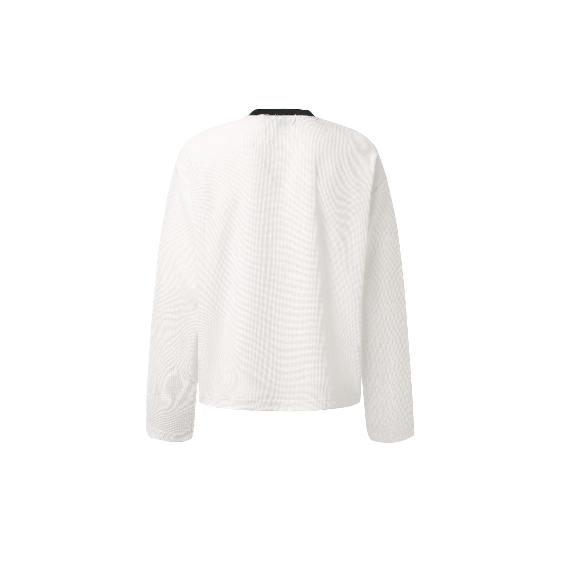 Letter Print Sweatshirt | Waffle Knit Long Sleeve Top - Santo 