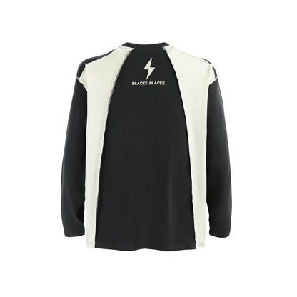 Lightning Graphic Sweatshirt | Contrast Stitch Long Sleeve Top - Santo 