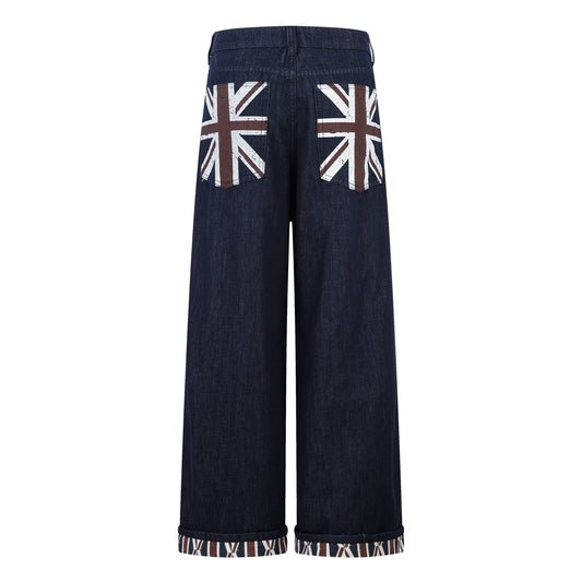 Retro Spliced Streetwear Denim | Y2K Wide Leg Baggy Jeans - Santo 